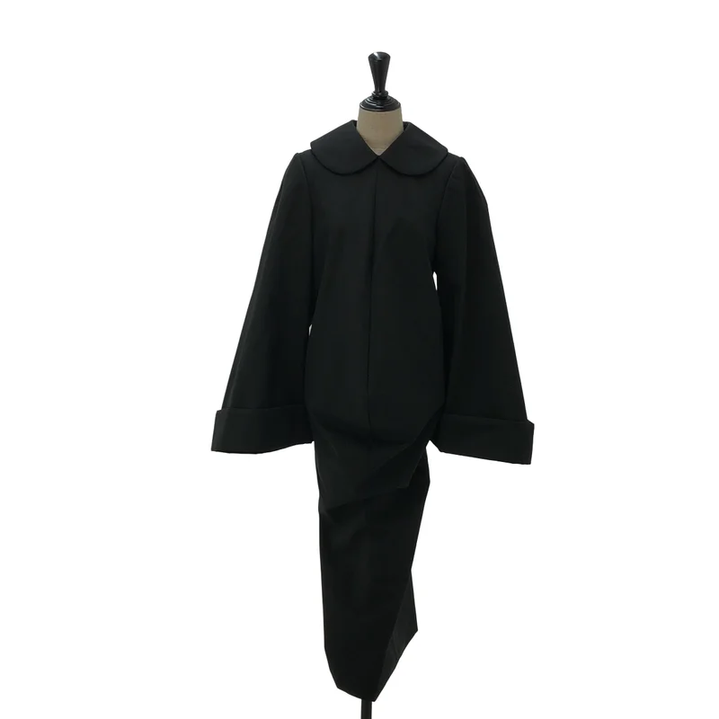 COMME des GARCONS / コムデギャルソン | 2018SS | ウール ボンディング加工  ラウンドカラー ワイドスリーブワンピース | M | レディース