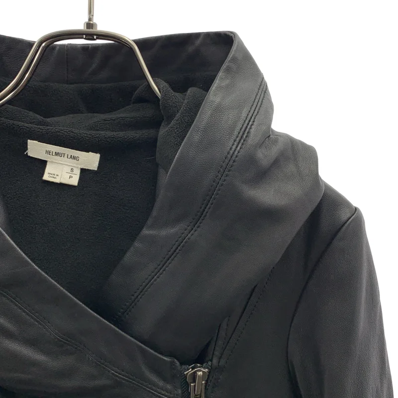 HELMUT LANG / ヘルムートラング | ラムレザー 裏地フリース フーデッドジャケット | S | レディース