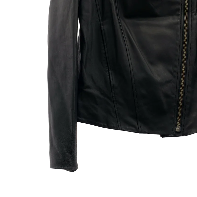 HELMUT LANG / ヘルムートラング | ラムレザー 裏地フリース フーデッドジャケット | S | レディース