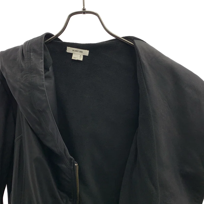 HELMUT LANG / ヘルムートラング | ラムレザー 裏地フリース フーデッドジャケット | S | レディース