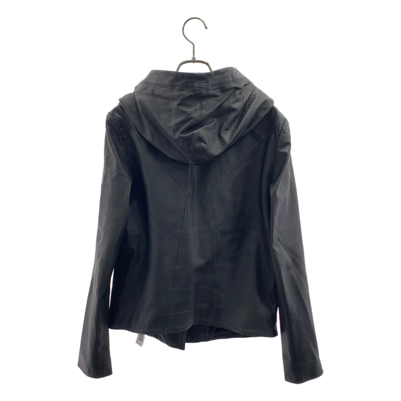 HELMUT LANG / ヘルムートラング | ラムレザー 裏地フリース フーデッドジャケット | S | レディース
