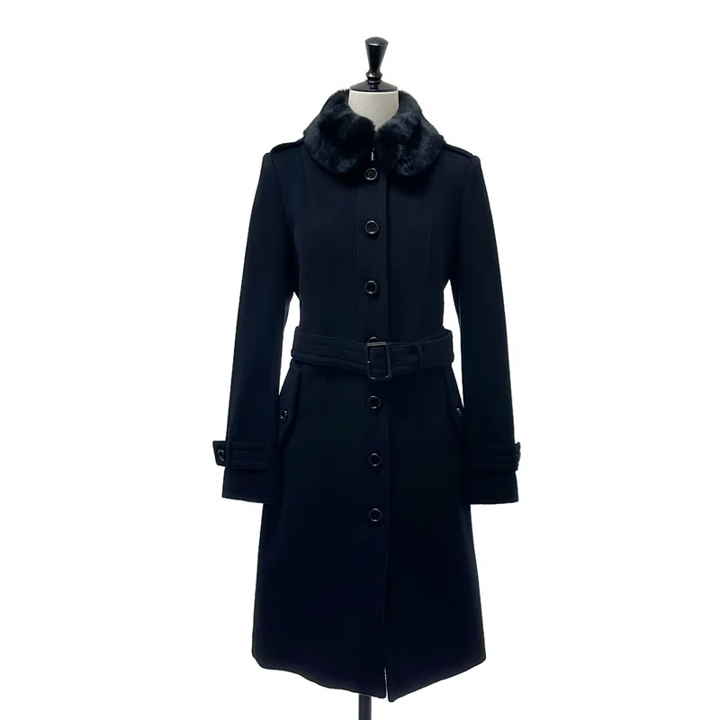 Burberry / バーバリー | ラビットファー ウール カシミヤ ロングコート | 38 | レディース