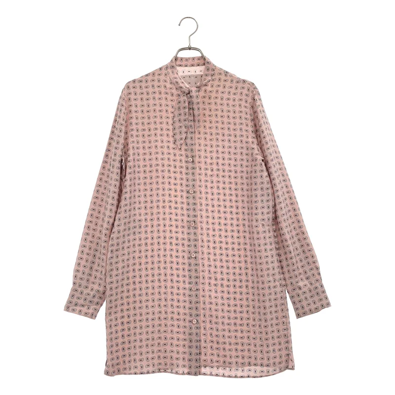 PRADA / プラダ | シルク ペイズリー スカーフカラーシャツ | 36 | レディース