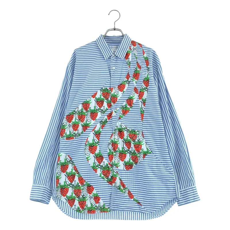 COMME des GARCONS SHIRT / コムデギャルソンシャツ | 2023SS | × Brett Westfall / ボーダー ストロベリープリント パッチワークシャツ | M | メンズ