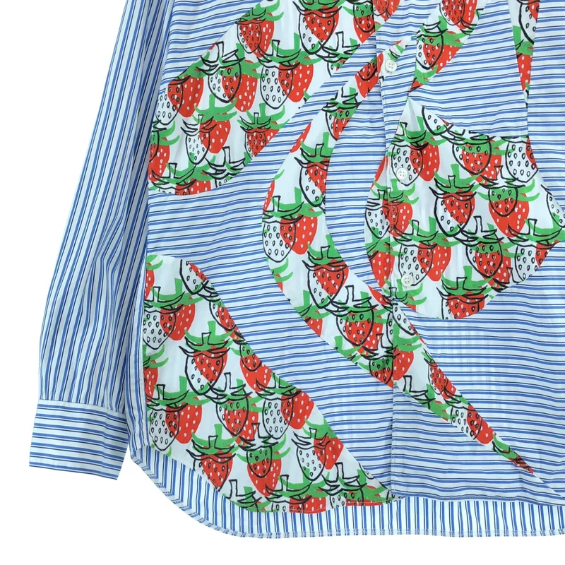 COMME des GARCONS SHIRT / コムデギャルソンシャツ | 2023SS | × Brett Westfall / ボーダー ストロベリープリント パッチワークシャツ | M | メンズ