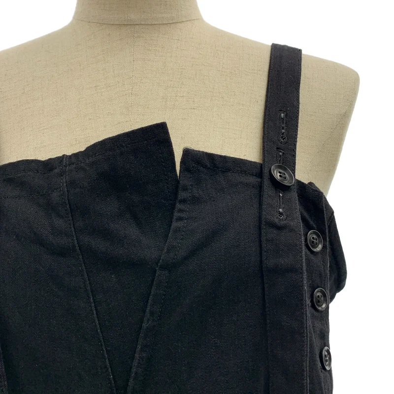 Y's / ワイズヨウジヤマモト | 2021SS | DENIM COTTON FLEECE SHOULDER LACE DRESS / デニムコットン フリースショルダー レースドレス | 2 | レディース
