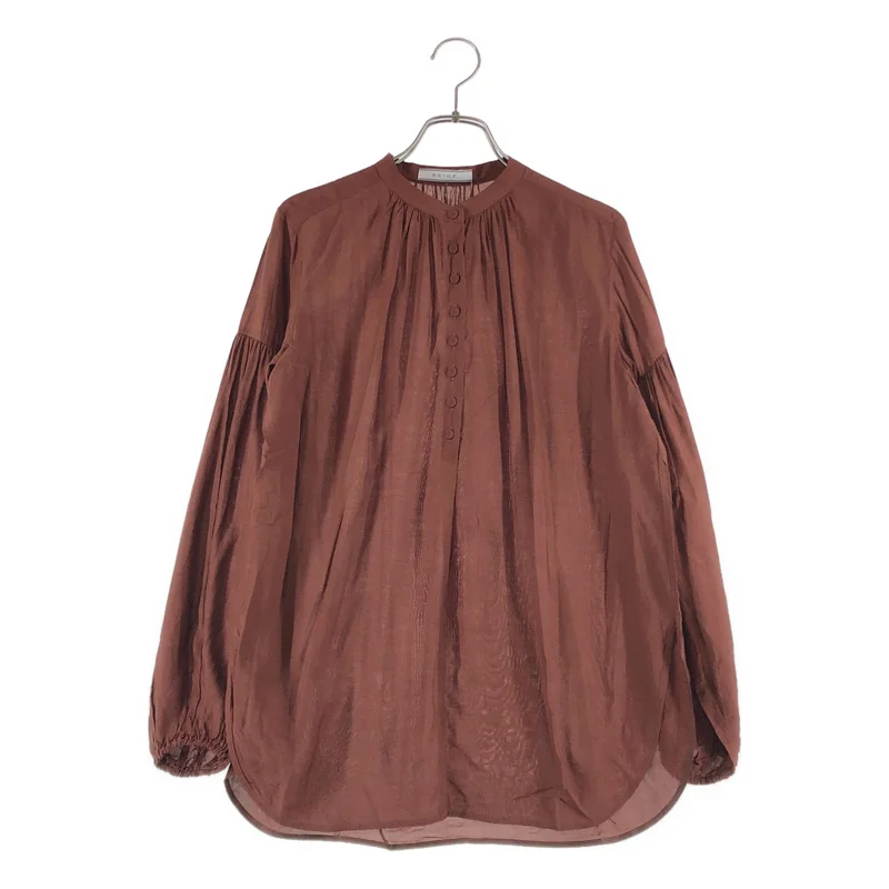 BEIGE， / ベイジ | レーヨン バンドカラー ギャザー シャツ ブラウス | 2 | レディース