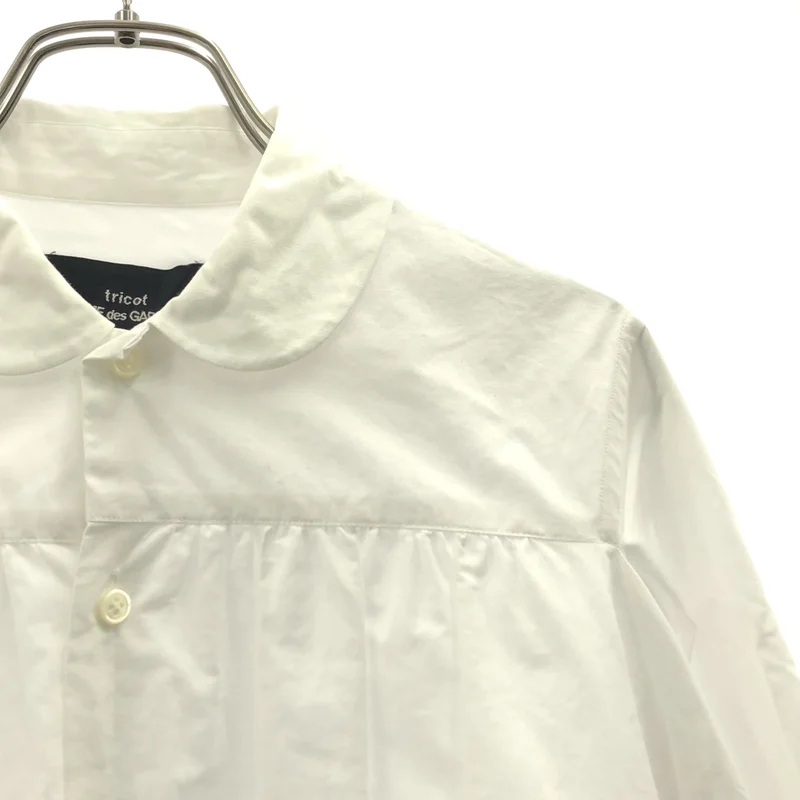 tricot COMME des GARCONS / トリココムデギャルソン | コットン ギャザー ラウンドカラー シャツ | S | レディース