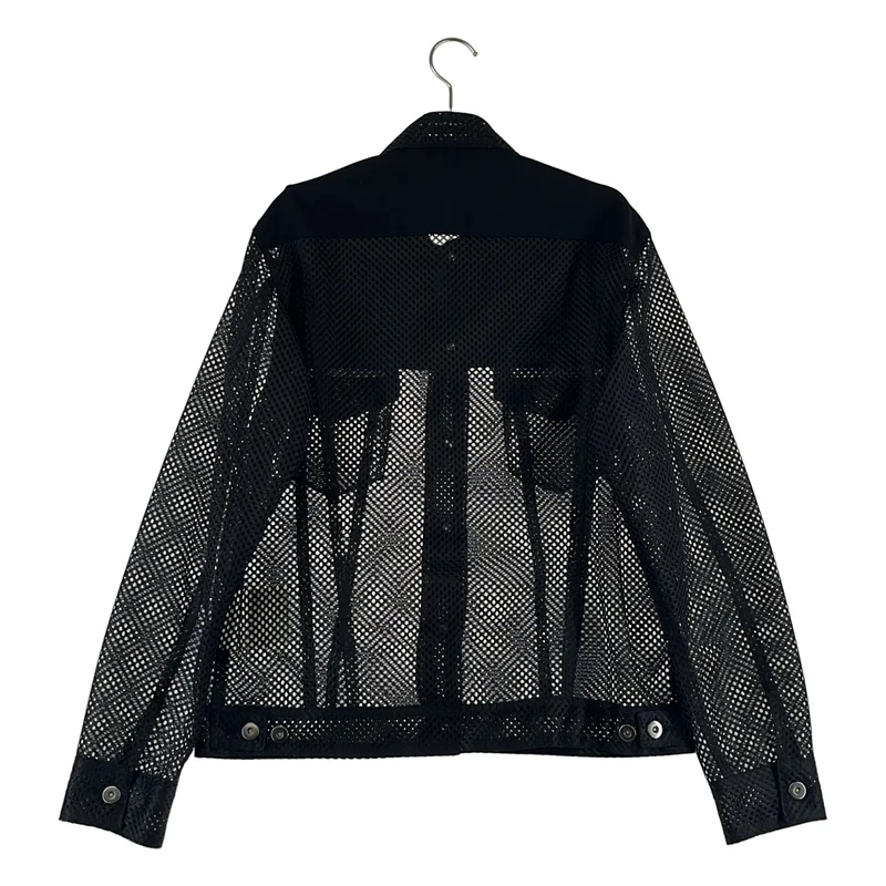 COMME des GARCONS HOMME DEUX / コムデギャルソンオムドゥ | 2025SS | gabardine mesh switching trucker jacket ウールギャバジン メッシュ 切替 トラッカー ジャケット | M | メンズ