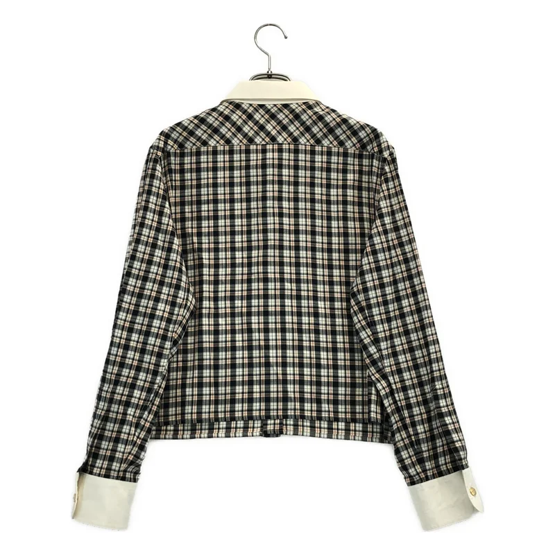 CELINE / セリーヌ | 2025SS | コットン チェック トリオンフ ラウンドカラーシャツ | 40 | レディース