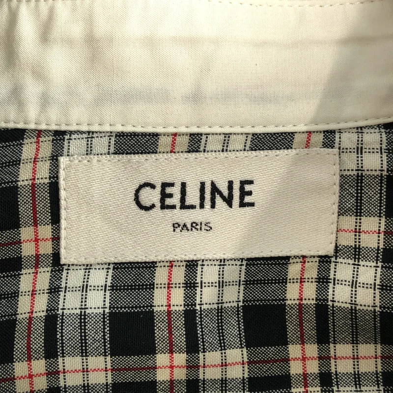CELINE / セリーヌ | 2025SS | コットン チェック トリオンフ ラウンドカラーシャツ | 40 | レディース