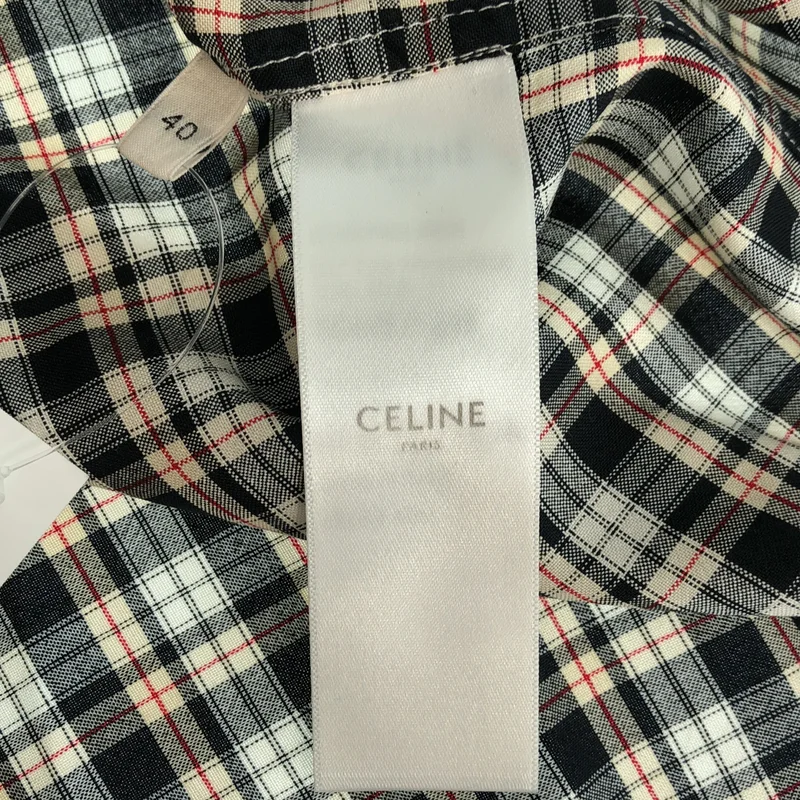 CELINE / セリーヌ | 2025SS | コットン チェック トリオンフ ラウンドカラーシャツ | 40 | レディース