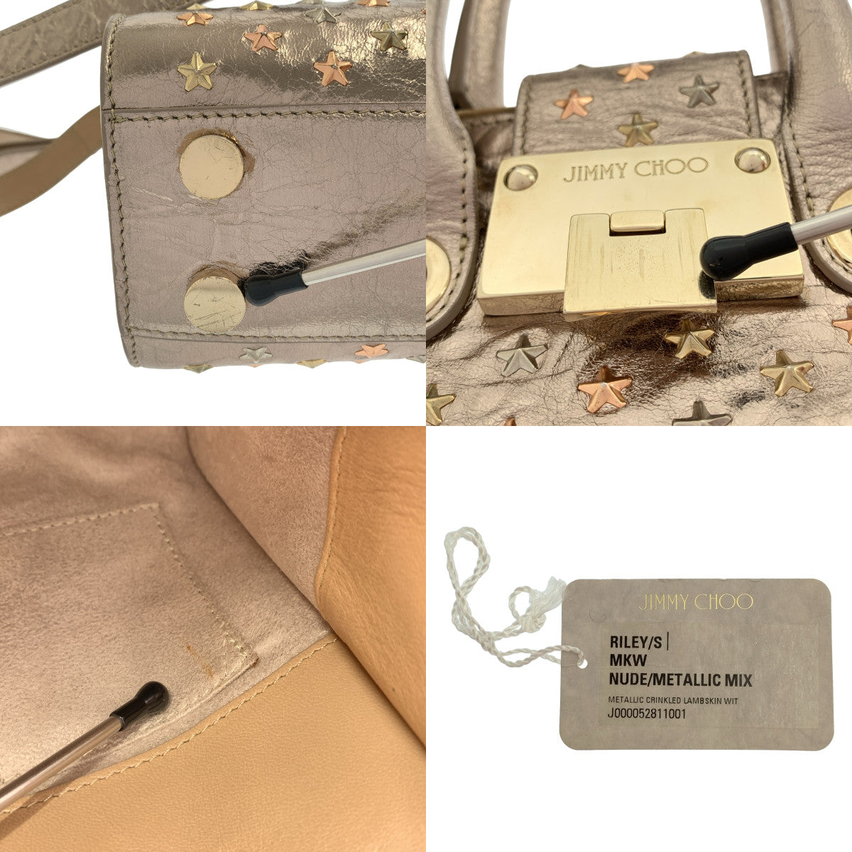 JIMMY CHOO / ジミーチュウ | RAILEY ライリー / S 2way レザー スタッズ ショルダーバッグ | NUDE / LLIC MIX | レディース JIMMY CHOO / ジミーチュウ | RAILEY ライリー / S 2way レザー
