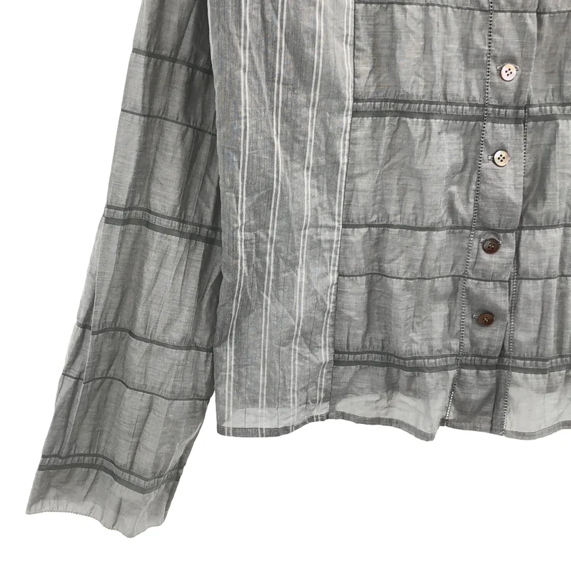 HaaT ISSEY MIYAKE / ハートイッセイミヤケ | 2008SS | 異素材切り替え ストライプ バンドカラーシャツ | 3 | レディース