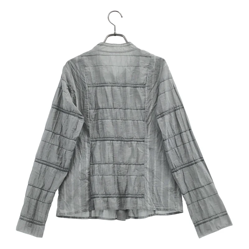 HaaT ISSEY MIYAKE / ハートイッセイミヤケ | 2008SS | 異素材切り替え ストライプ バンドカラーシャツ | 3 | レディース