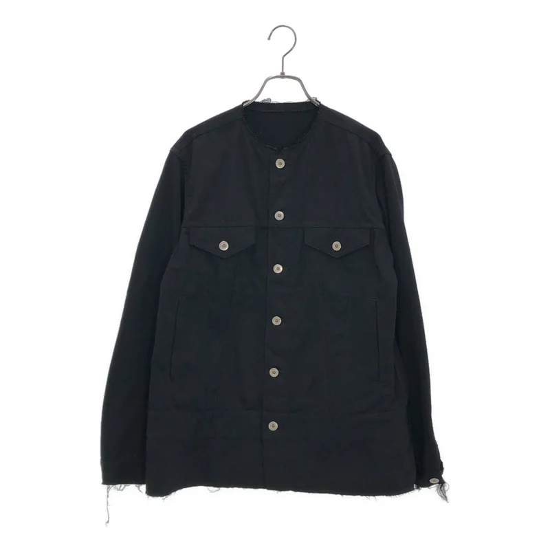BLACK COMME des GARCONS / ブラックコムデギャルソン | 2023SS | ポリエステル カットオフ ノーカラー ジャケット | M | メンズ