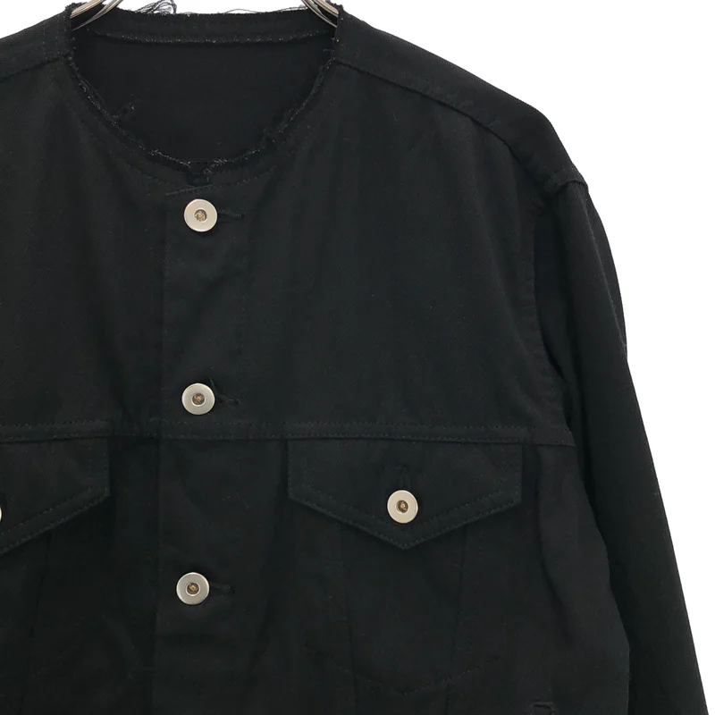 BLACK COMME des GARCONS / ブラックコムデギャルソン | 2023SS | ポリエステル カットオフ ノーカラー ジャケット | M | メンズ