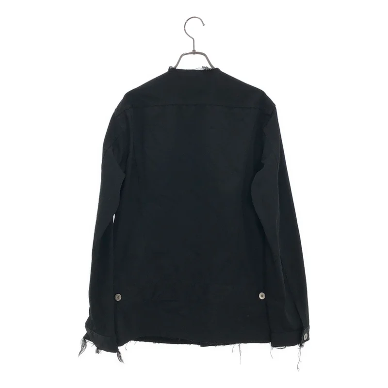 BLACK COMME des GARCONS / ブラックコムデギャルソン | 2023SS | ポリエステル カットオフ ノーカラー ジャケット | M | メンズ