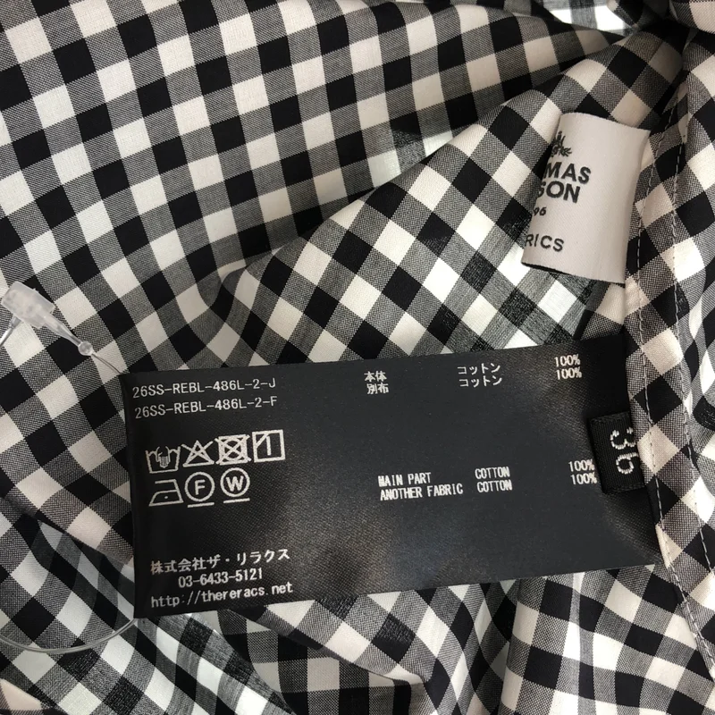 THE RERACS / ザリラクス | 2026SS | コットン ワイド カフス チェックブラウス | 36 | レディース