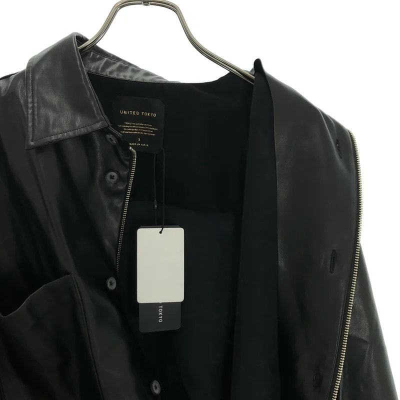 UNITED TOKYO / ユナイテッドトウキョウ | フェイクレザー ジップアップ シャツ | 3 | メンズ