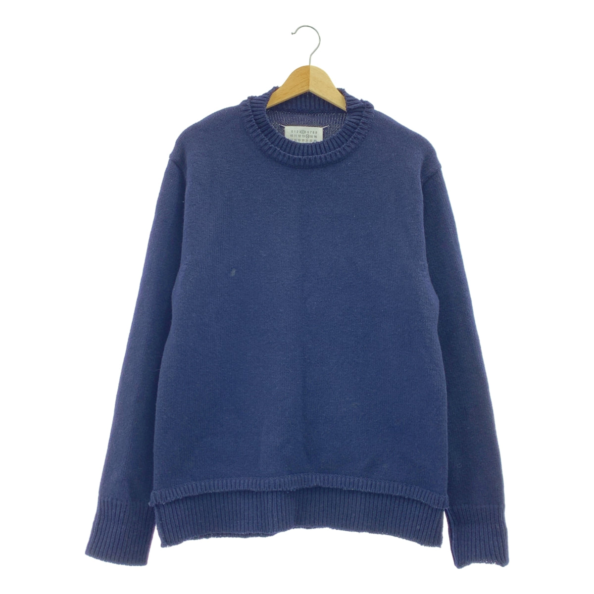 Maison Margiela / メゾンマルジェラ | 2022AW | ウール リネン エルボーパッチ プルオーバー ニット | S | ネイビー | メンズ Maison Margiela / メゾンマルジェラ | 2022AW | ウール リネン