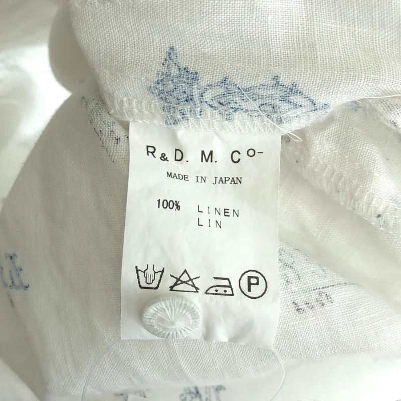 R&D.M.Co / オールドマンズテーラー | リネン 総柄 バンドカラー ヘンリーネックワンピース |