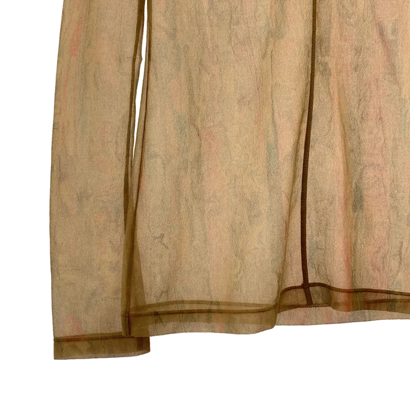 Mame Kurogouchi / マメクロゴウチ | Marble Print Sheer Jersey Crew Neck Top カットソー | 1 | レディース