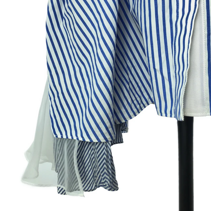 sacai / サカイ | 異素材切替 ストライプ ノースリーブワンピース | 1 | レディース