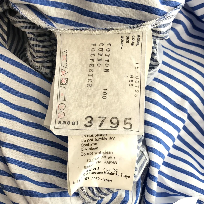 sacai / サカイ | 異素材切替 ストライプ ノースリーブワンピース | 1 | レディース