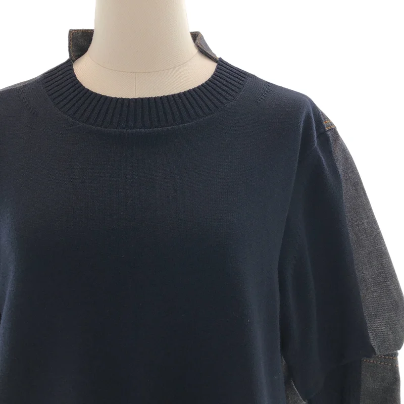 sacai / サカイ | 2025SS | Denim × Knit Pullover ニット ドッキング デニムブラウス | 1 | レディース