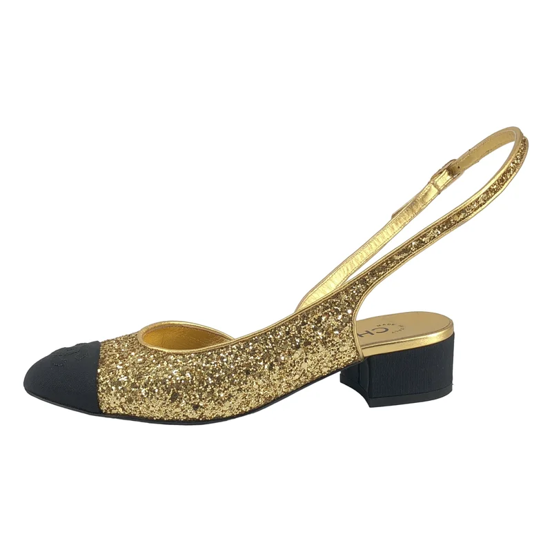 CHANEL / シャネル | グリッター バックストラップ パンプス | 35C | レディース