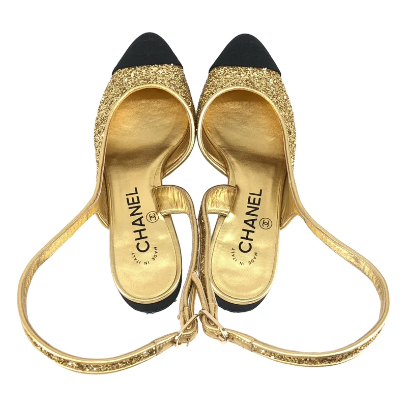 CHANEL / シャネル | グリッター バックストラップ パンプス | 35C | レディース
