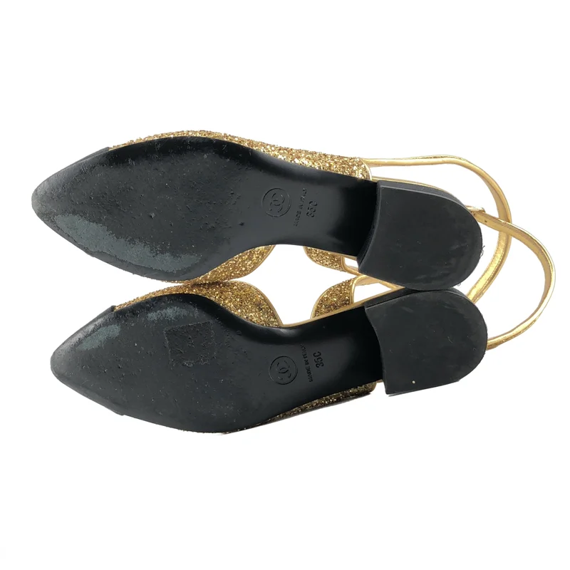 CHANEL / シャネル | グリッター バックストラップ パンプス | 35C | レディース