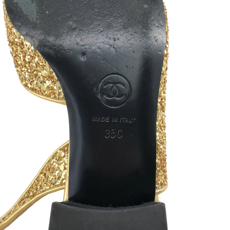 CHANEL / シャネル | グリッター バックストラップ パンプス | 35C | レディース