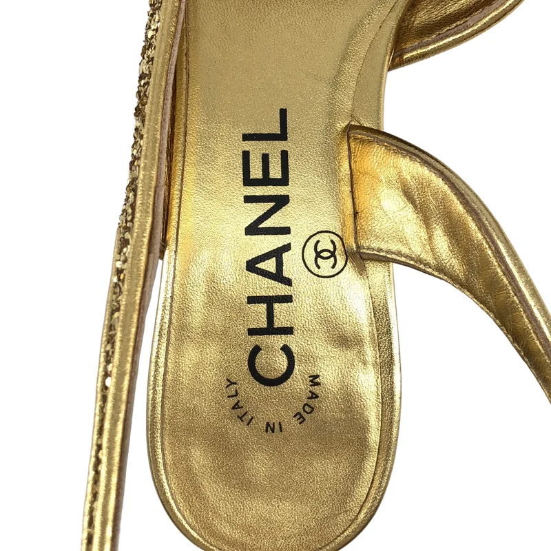 CHANEL / シャネル | グリッター バックストラップ パンプス | 35C | レディース