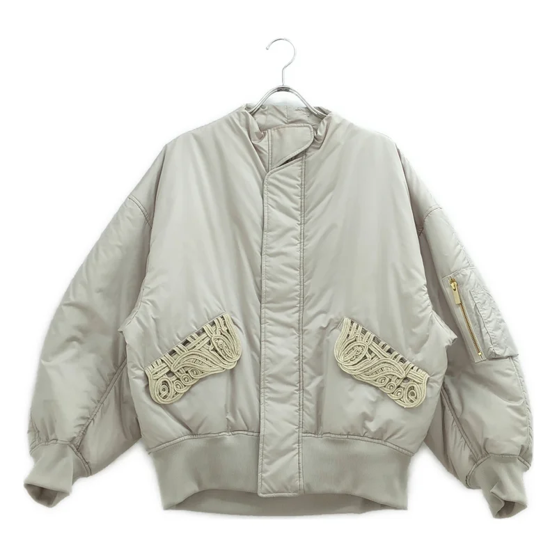 Mame Kurogouchi / マメクロゴウチ | 2025SS | Cording Embroidery Collarless Flight Jacket エンブロイダリー フライトジャケット | 1 | レディース