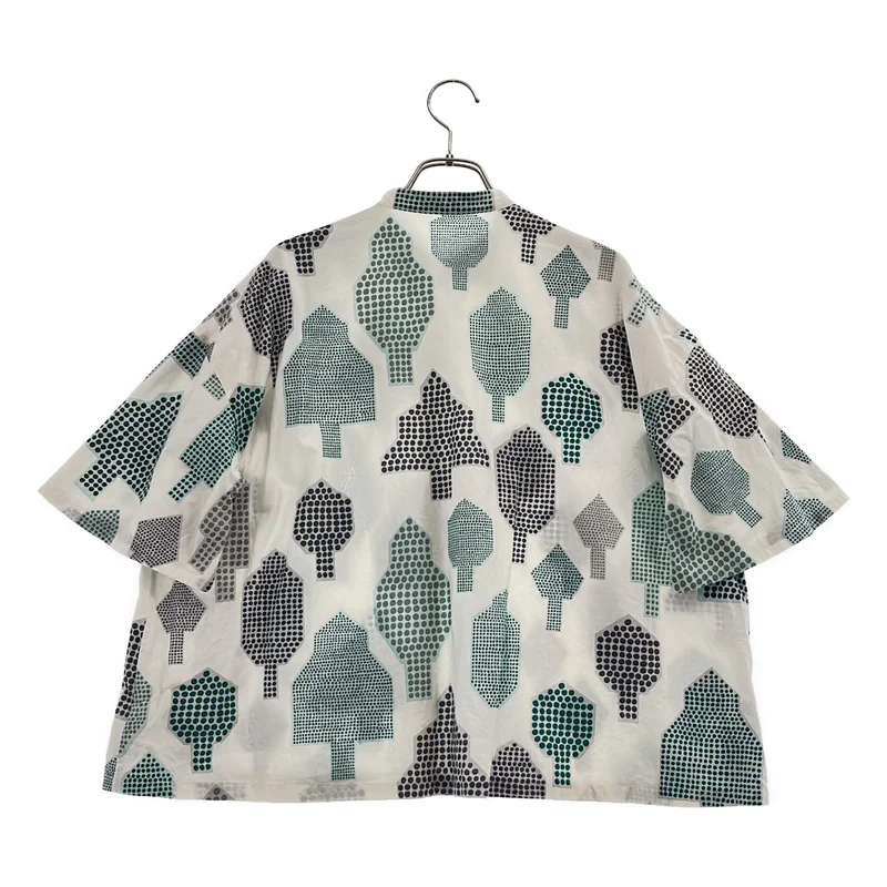 mina perhonen / ミナペルホネン | 2023SS | puuhua コットン 総柄 バンドカラー 半袖シャツ | 36 | レディース