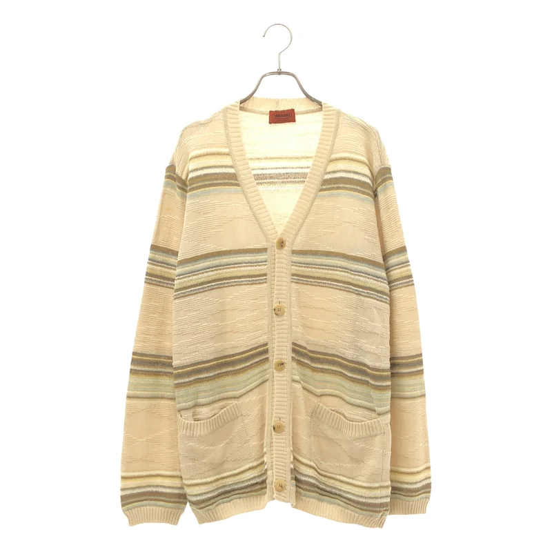 MISSONI / ミッソーニ | コットン リネン混 マルチボーダー ニットカーディガン | 1 | メンズ