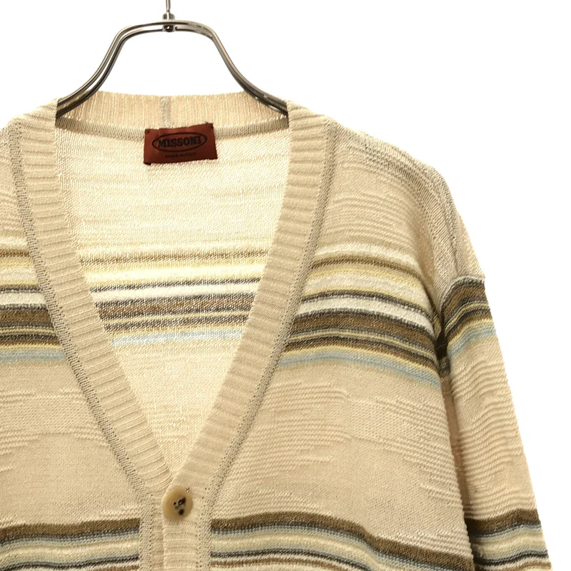 MISSONI / ミッソーニ | コットン リネン混 マルチボーダー ニットカーディガン | 1 | メンズ