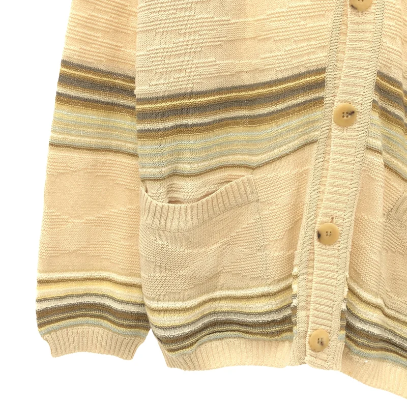 MISSONI / ミッソーニ | コットン リネン混 マルチボーダー ニットカーディガン | 1 | メンズ