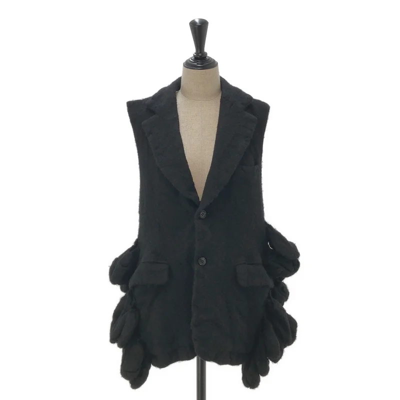COMME des GARCONS / コムデギャルソン | 2017AW | ウール 製品加工 フリル装飾 ジャケットベスト ジレ | M | レディース