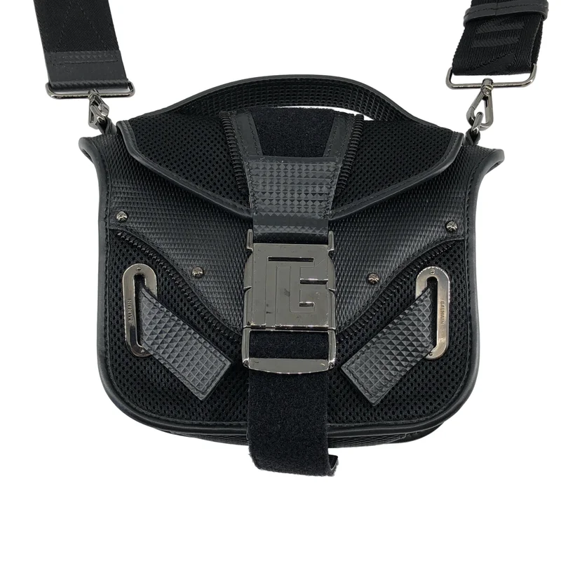 BALMAIN / バルマン | BLAZE レザー メッシュ切り替え メタルバックル メッセンジャーバッグ |