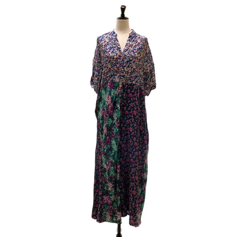 77 circa / ナナナナサーカ | circa make flower pattern s/s all in one / フラワープリント パッチワーク オールインワン | ONE | レディース