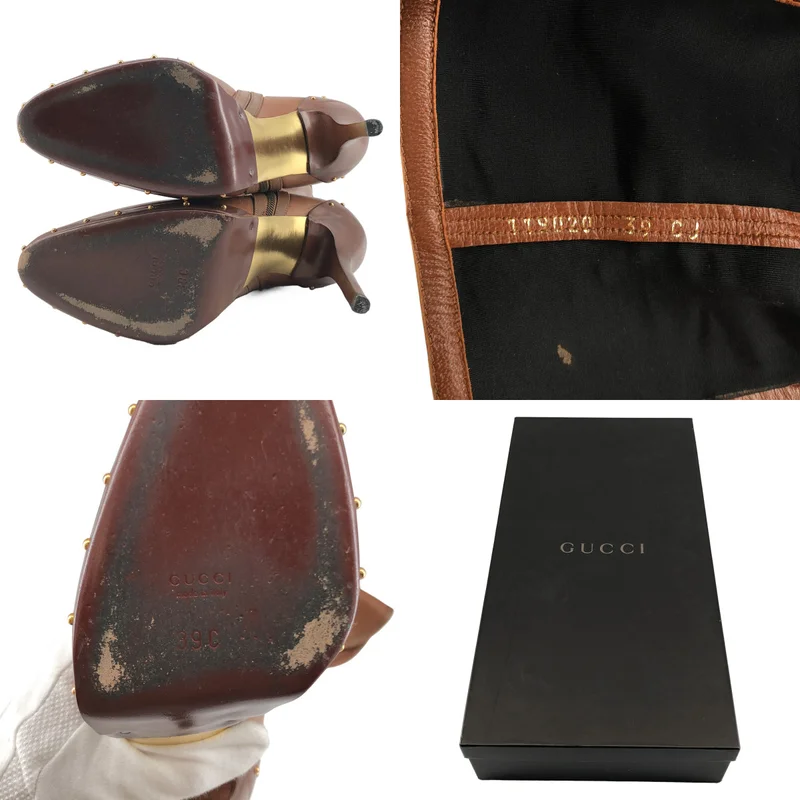 GUCCI / グッチ | ポインテッドトゥ スタッズ ロングブーツ | 39 | レディース