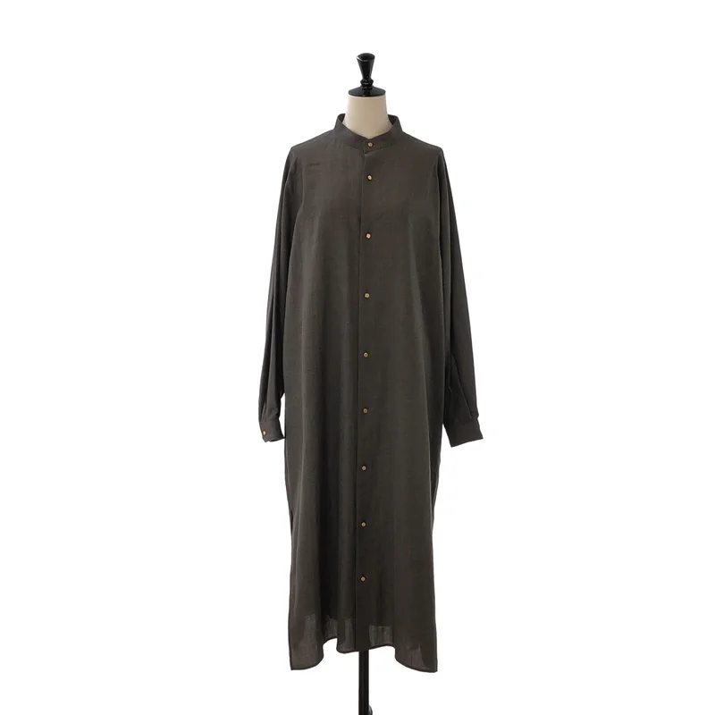 THE RERACS / ザリラクス | 2026SS | SILK/RAMIE PLAIN WEAVE FRONT TUCK POLO DRESS / シルク リネン フロントタック ポロワンピース | 38 | レディース