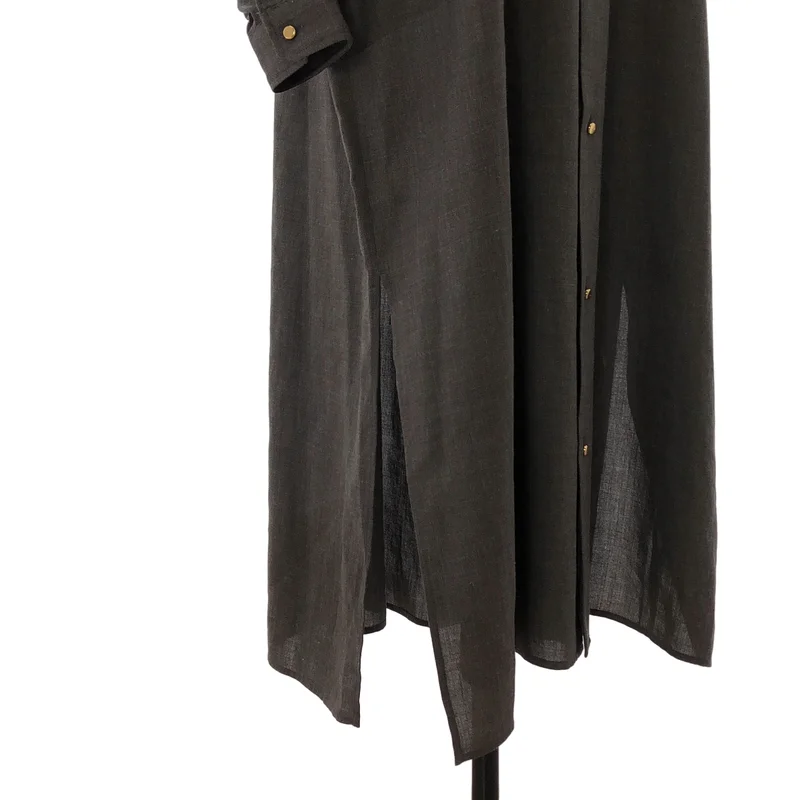 THE RERACS / ザリラクス | 2026SS | SILK/RAMIE PLAIN WEAVE FRONT TUCK POLO DRESS / シルク リネン フロントタック ポロワンピース | 38 | レディース