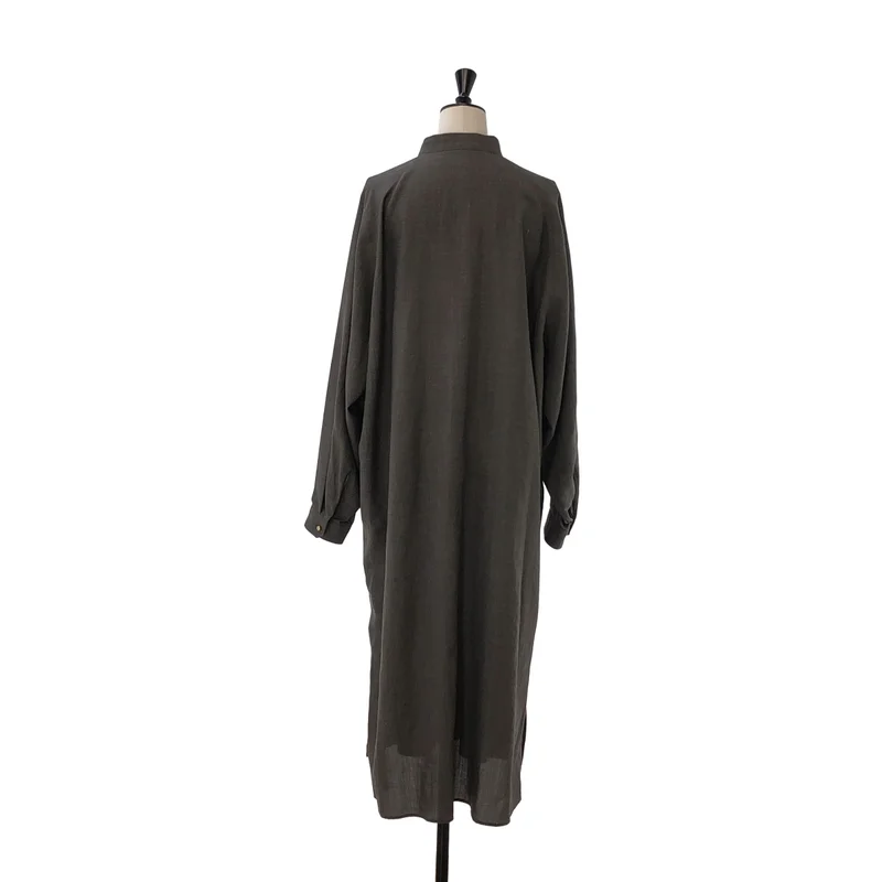 THE RERACS / ザリラクス | 2026SS | SILK/RAMIE PLAIN WEAVE FRONT TUCK POLO DRESS / シルク リネン フロントタック ポロワンピース | 38 | レディース