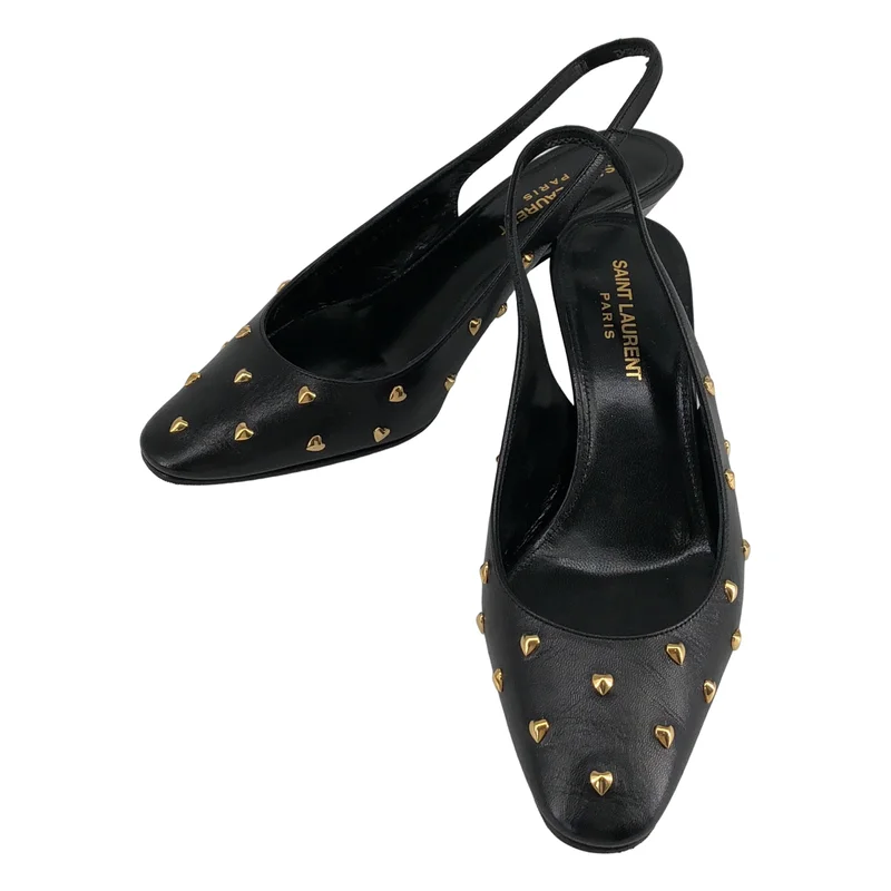 SAINT LAURENT PARIS / サンローランパリ | レザー ハートスタッズ ミュール サンダル | 37 | レディース