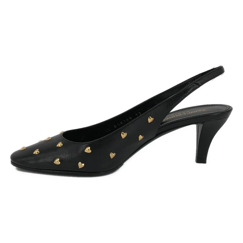 SAINT LAURENT PARIS / サンローランパリ | レザー ハートスタッズ ミュール サンダル | 37 | レディース