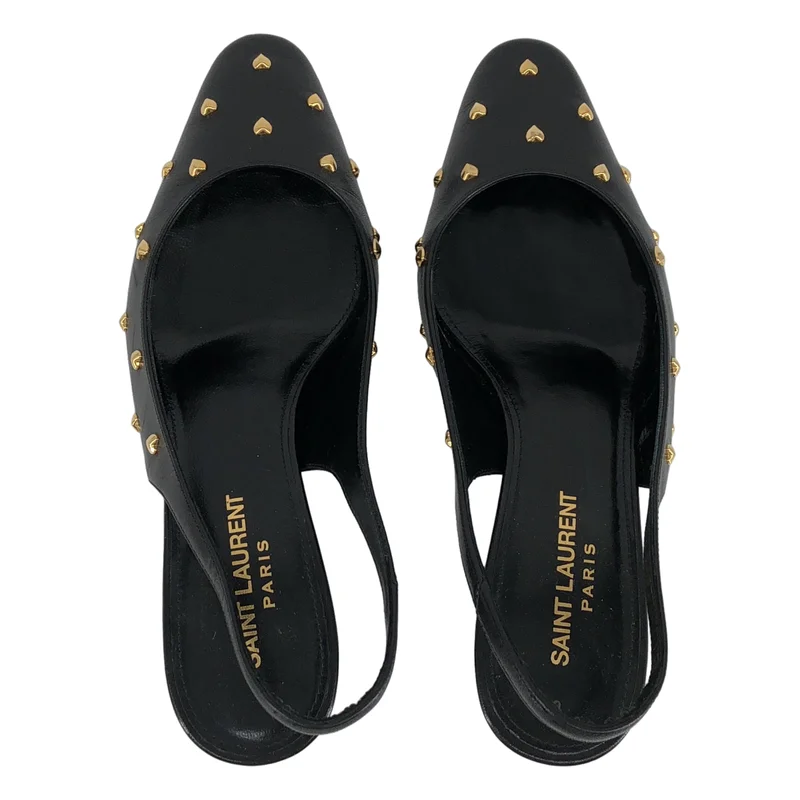 SAINT LAURENT PARIS / サンローランパリ | レザー ハートスタッズ ミュール サンダル | 37 | レディース